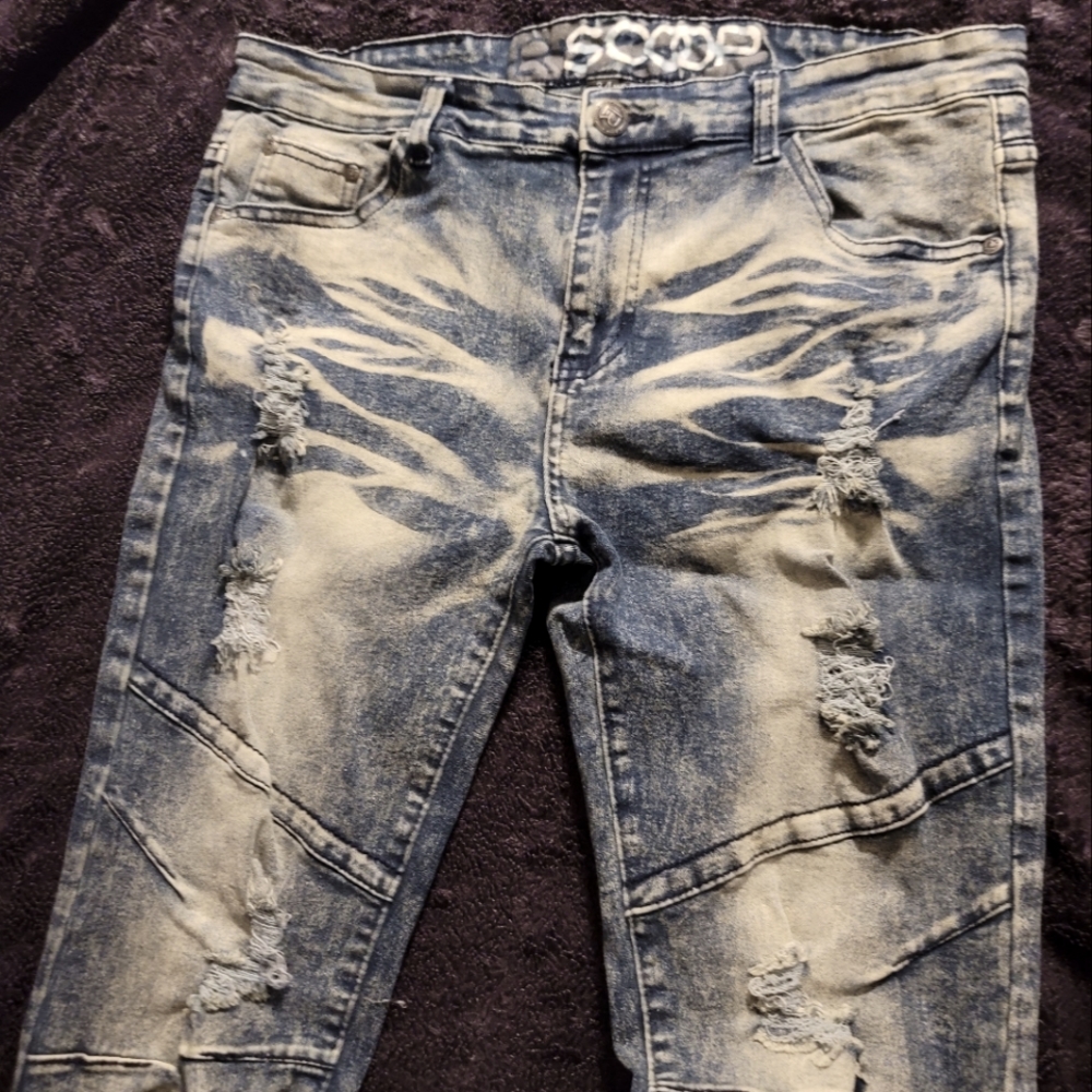 Men's 34x32 skinny jeans by LR Scoop acid washed blue